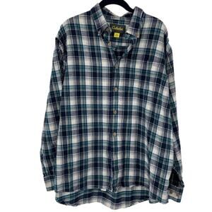 Cabela's Flannel Shirt Men's Size XL Black Blue Plaid Cotton Button Down
